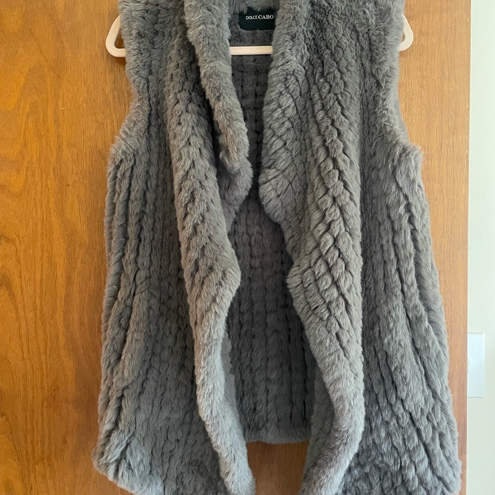 Dolce Cabo Soft Gray Faux Fur Vest